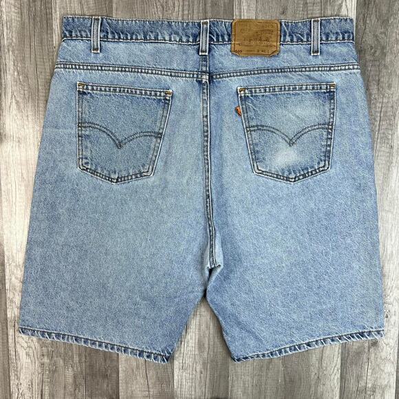 Vintage Levis 505 Regular Fit Denim Jean Shorts Jorts Orange Tab USA Made - Picture 1 of 5